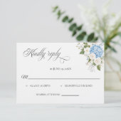 Blue Hydrangea Wedding RSVP card (スタンド正面)