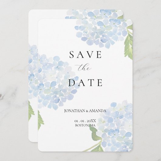 Blue Hydrangea Wedding Save The Date セーブザデート (正面/裏面)