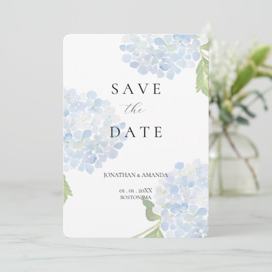 Blue Hydrangea Wedding Save The Date セーブザデート (スタンド正面)