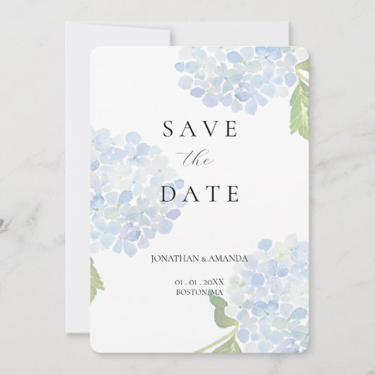 Blue Hydrangea Wedding Save The Date セーブザデート (正面)