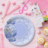 Blue Hydrangea White Lace Party Wedding Reception ペーパープレート (パーティー)