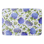 Blue Hydrangeas All Over Floral Pattern バスマット (正面)