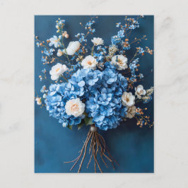 Blue Hydrangeas and White Blossoms ポストカード