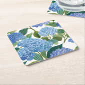 Blue Hydrangeas | Beautiful Floral Bush スクエアペーパーコースター (アングル)