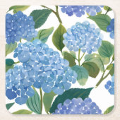 Blue Hydrangeas | Beautiful Floral Bush スクエアペーパーコースター (正面)