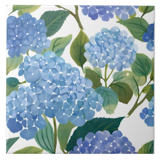 Blue Hydrangeas | Beautiful Floral Bush タイル (正面)