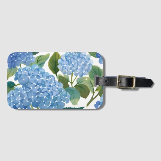 Blue Hydrangeas | Beautiful Floral Bush ラゲッジタグ (正面横)