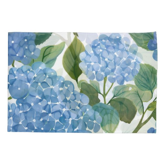 Blue Hydrangeas | Beautiful Floral Bush 枕カバー (裏面)