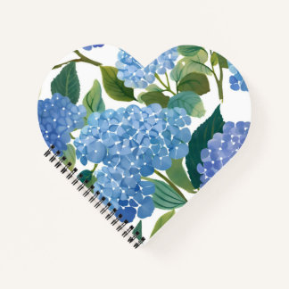Blue Hydrangeas | Beautiful Floral Bush Heart ノートブック