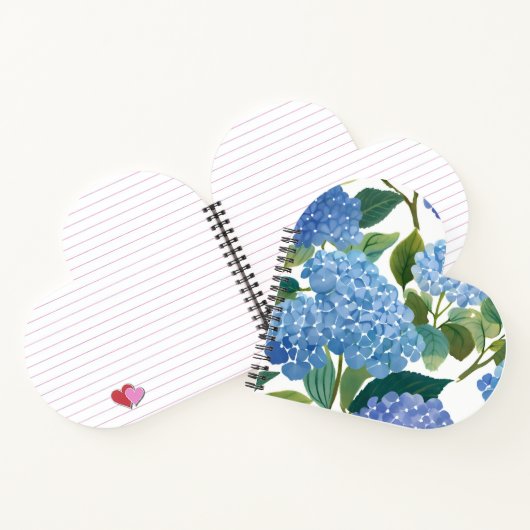 Blue Hydrangeas | Beautiful Floral Bush Heart ノートブック (内部)