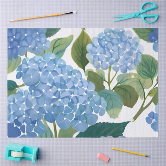 Blue Hydrangeas | Beautiful Floral Garden 薄葉紙 (クラフト)