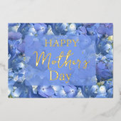 Blue Hydrangeas Blooms Mother's Day    箔シーズンカード (正面)