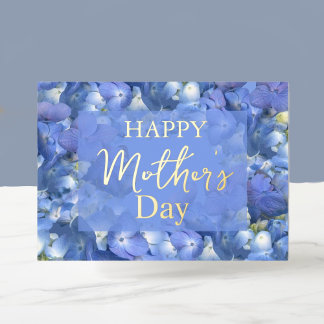 Blue Hydrangeas Blooms Mother's Day    箔シーズンカード