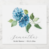 Blue Hydrangeas Bridal Shower Theme スパークリングワインラベル (シングルラベル)