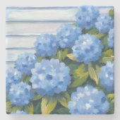 Blue Hydrangeas Bushes Floral Painting ストーンコースター (正面)