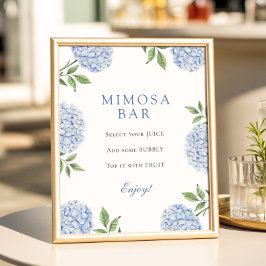 Blue Hydrangeas Classic Border Mimosa Bar ポスター