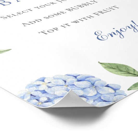 Blue Hydrangeas Classic Border Mimosa Bar ポスター (角)