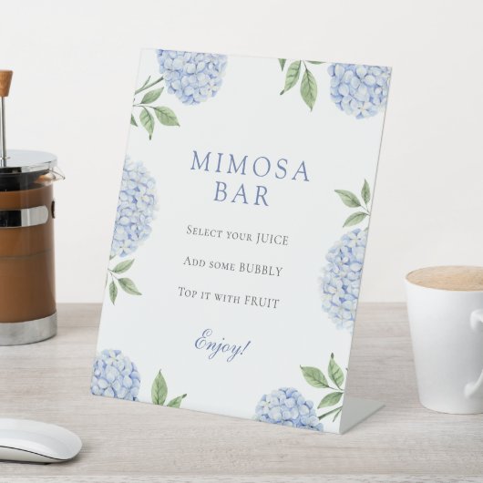 Blue Hydrangeas Classic Border Mimosa Bar 台座サイン (インサイチュ)