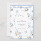 Blue Hydrangeas Elegant Baby Shower 招待状 (正面)