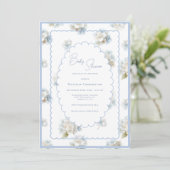 Blue Hydrangeas Elegant Baby Shower 招待状 (スタンド正面)