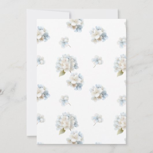 Blue Hydrangeas Elegant Bridal Shower 招待状 (裏面)
