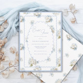 Blue Hydrangeas Elegant Bridal Shower 招待状