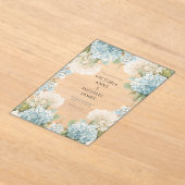 Blue Hydrangeas Elegant Wedding  アクリル招待状 (レイダウン)