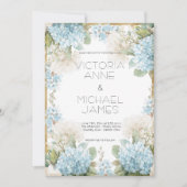 Blue Hydrangeas Elegant Wedding  招待状 (正面)
