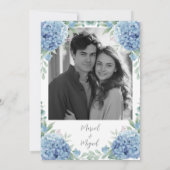 Blue Hydrangeas Floral Photo Elegant Wedding 招待状 (裏面)