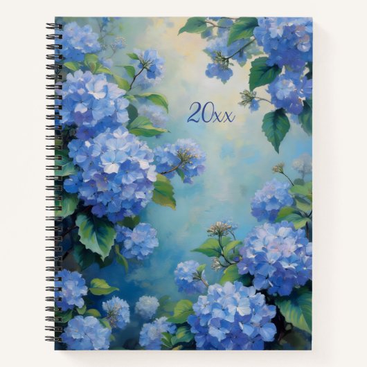 Blue Hydrangeas Floral Spiral-bound Journal Spring ノートブック (正面)