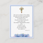 Blue Hydrangeas Flowers Memorial Psalm Prayer Card 名刺 (裏面)