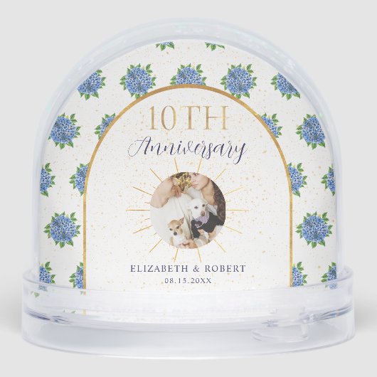 Blue Hydrangeas Gold Custom Photo 10th Anniversary (裏面)