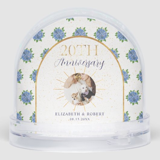 Blue Hydrangeas Gold Custom Photo 20th Anniversary (裏面)