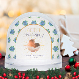 Blue Hydrangeas Gold Custom Photo 60th Anniversary