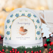 Blue Hydrangeas Gold Custom Photo 70th Anniversary