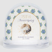 Blue Hydrangeas Gold Custom Photo 75th Anniversary (裏面)