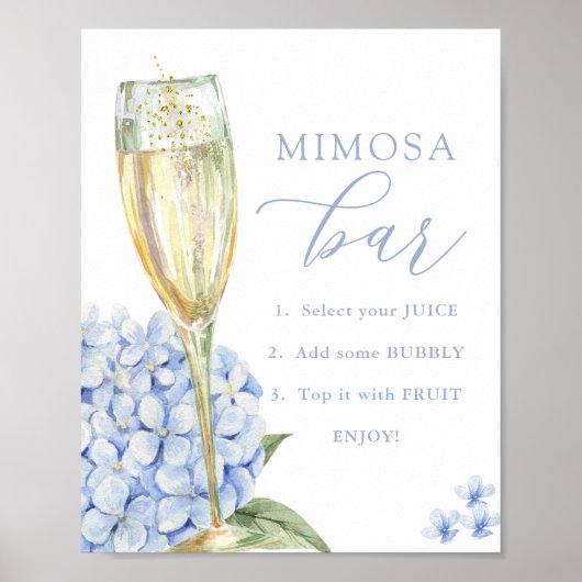 Blue Hydrangeas & Gold Glass Mimosa Bar ポスター (正面)