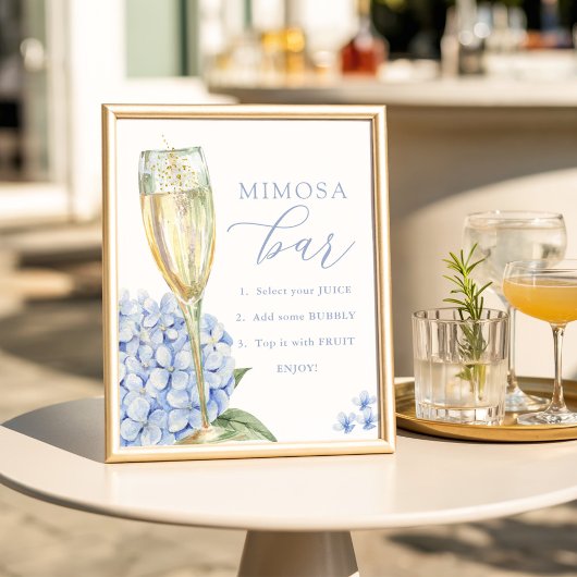 Blue Hydrangeas & Gold Glass Mimosa Bar ポスター