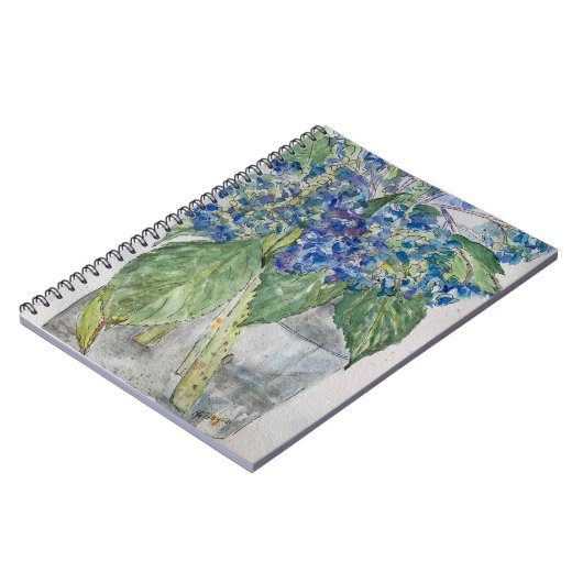 Blue Hydrangeas in Water spiral notebook ノートブック (左側)