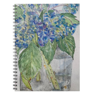 Blue Hydrangeas in Water spiral notebook ノートブック