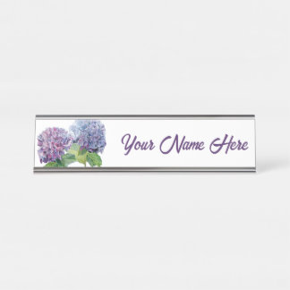 Blue Hydrangeas Personalized Nameplate デスクネームプレート
