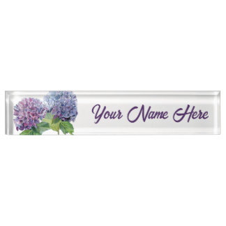 Blue Hydrangeas Personalized Nameplate デスクネームプレート