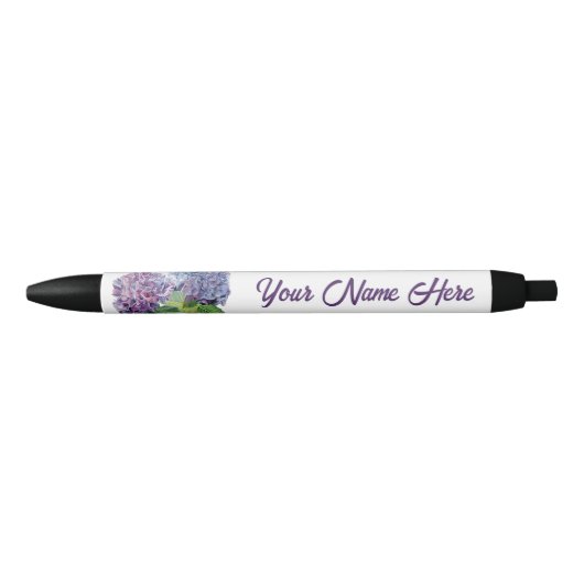 Blue Hydrangeas Personalized Pen 黒ボールペン (正面)