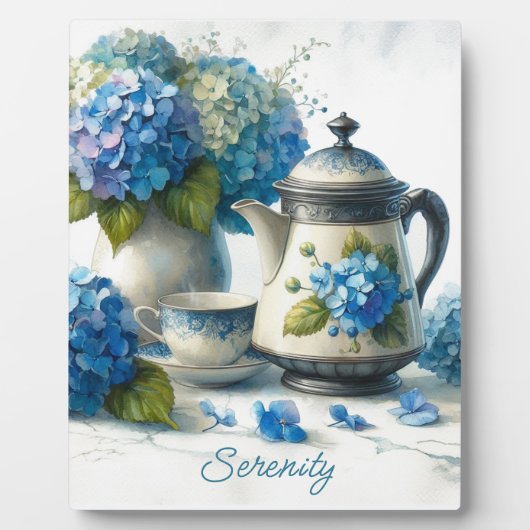 Blue Hydrangeas Sip and Serenity フォトプラーク (正面)