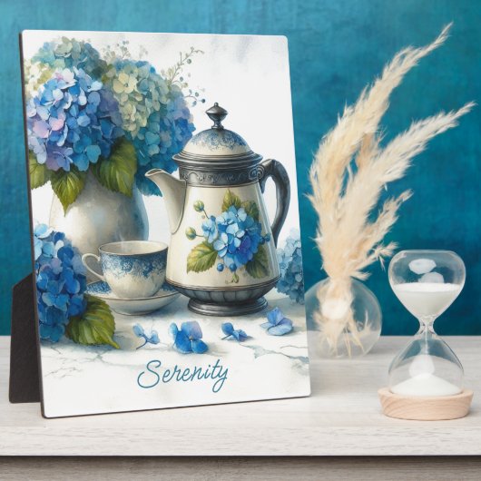 Blue Hydrangeas Sip and Serenity フォトプラーク (側面)