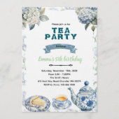 Blue Hydrangeas tea party Invitation 招待状 (正面)