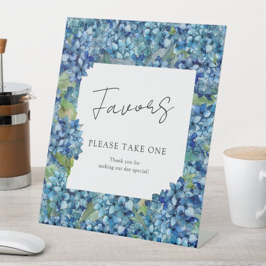 Blue Hydrangeas Wedding Favors Please Take One 台座サイン (インサイチュ)