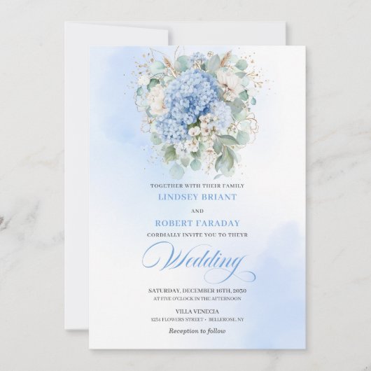 Blue Hydrangeas Wedding Invitation 招待状 (正面)