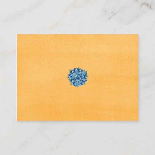 Blue Hydrangeas Wedding Welcome Gift Bag Basket プレイスカード (裏面)