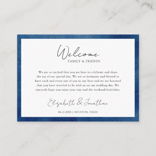 Blue Hydrangeas Wedding Welcome Gift Bag Basket プレイスカード (正面)